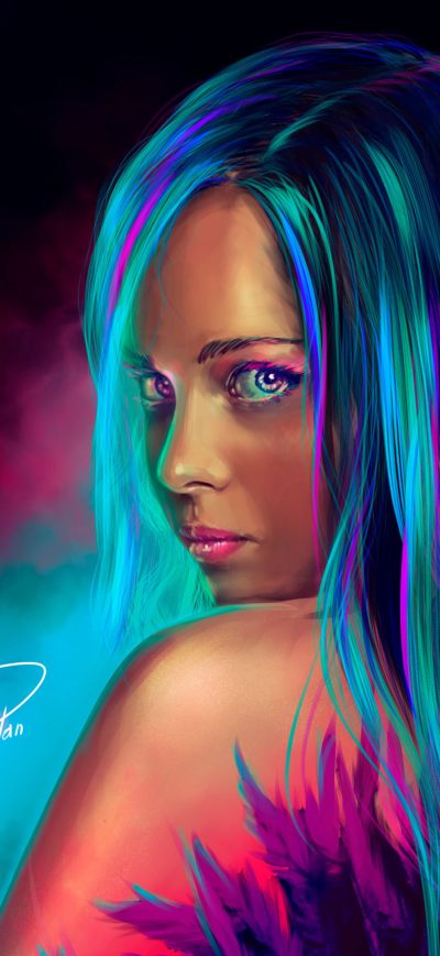 Fond d'écran iPhone Neon Girl Digital Art