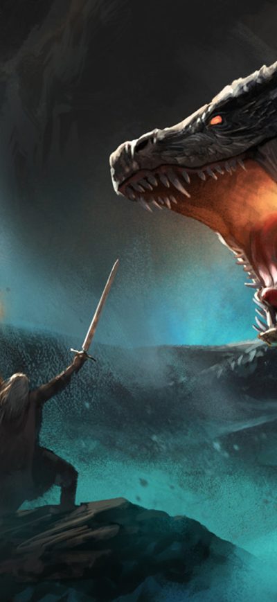 Fond d'écran iPhone Dragon Vs Warrior Artwork