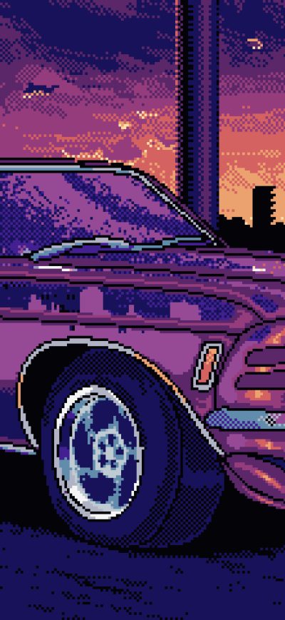 Fond d'écran iPhone 16 Bit Mustang Vintage