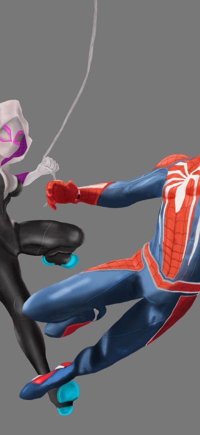 Fond d'écran iPhone Spiderman Ps4 And Spider Gwen Art
