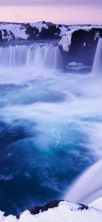 Fond d'écran iPhone Godafoss Falls Waterfall Snow
