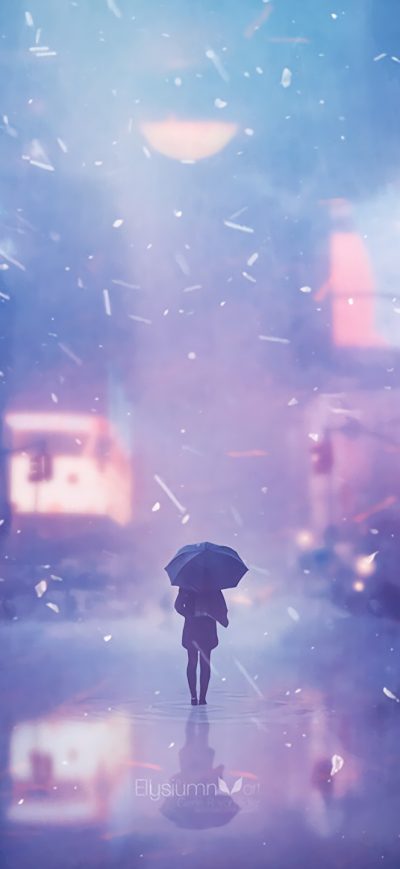 Fond d'écran iPhone Alone Girl On Street With Umbrella