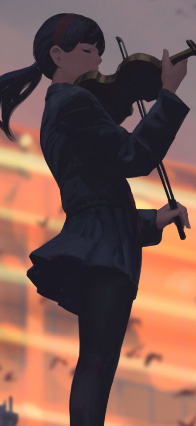 Fond d'écran iPhone Anime Girl Playing Musical Instrument 4k