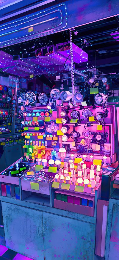 Fond d'écran iPhone Girl Cyberpunk Shop 4k