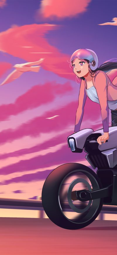 Fond d'écran iPhone Anime Biker Girl Art