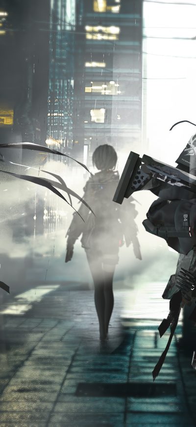 Fond d'écran iPhone Anime Girls With Big Guns 8k