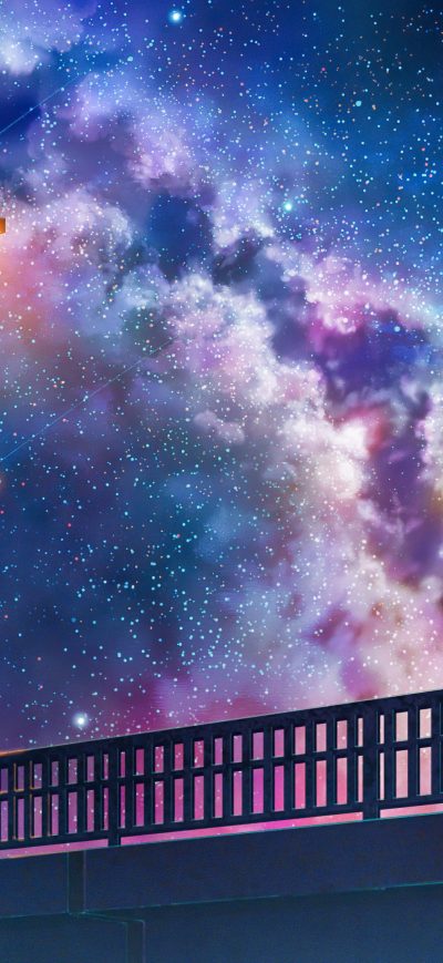 Fond d'écran iPhone Anime Girl Alone At Bridge Watching The Galaxy Full Of Stars 4k