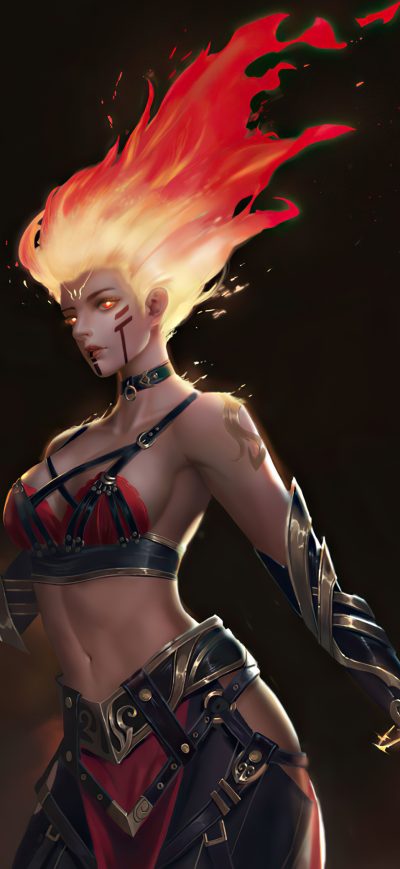 Fond d'écran Fire Goddess 4k sur iPhone