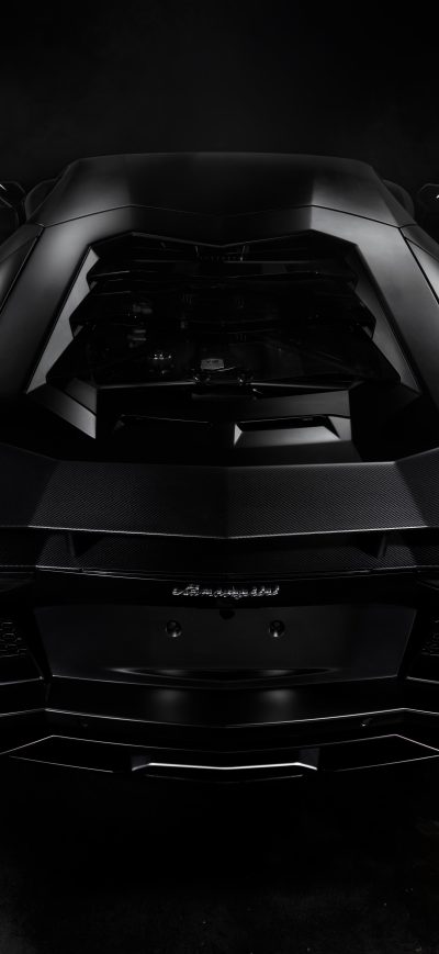 Fond d'écran iPhone Black Lamborghini Aventador 8k