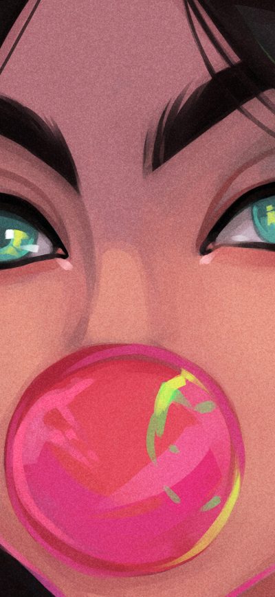 Fond d'écran iPhone Neon Bubble Gum Girl 4k