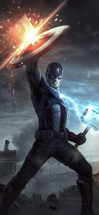 Fond d'écran iPhone Captain America Mjolnir 4k