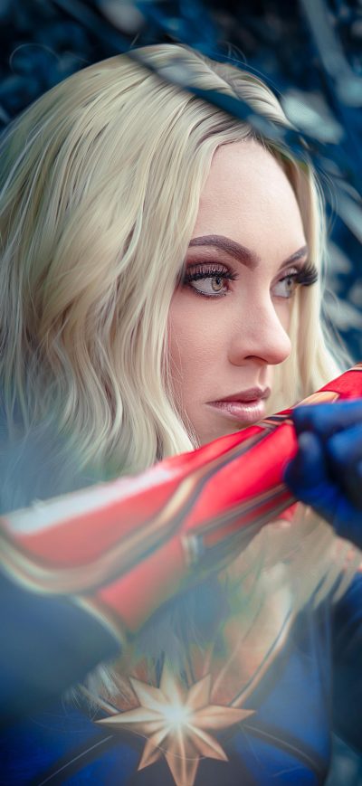 Fond d'écran iPhone Captain Marvel Cosplay 5k
