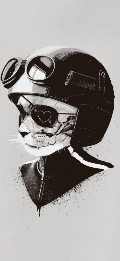 Fond d'écran iPhone Cat Helmet Minimal Art 5k