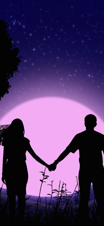 Fond d'écran iPhone Couple Holding Hands Vector Art 4k