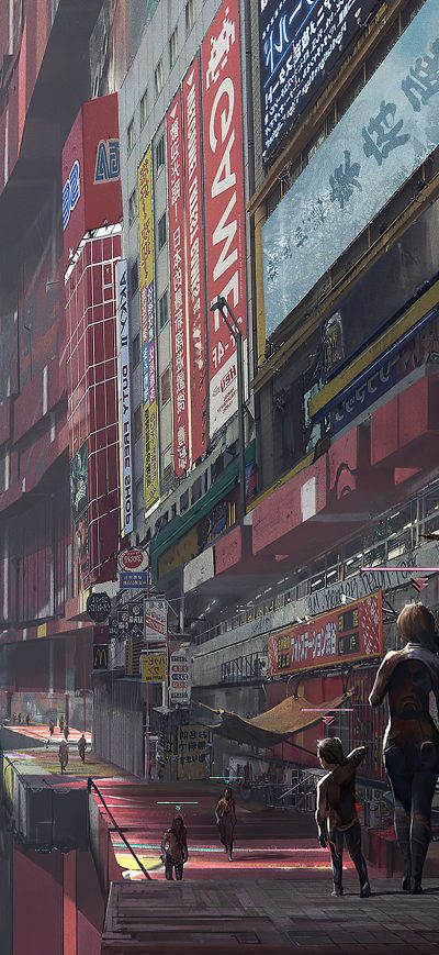 Fond d'écran iPhone Cyberpunk Slum 4k