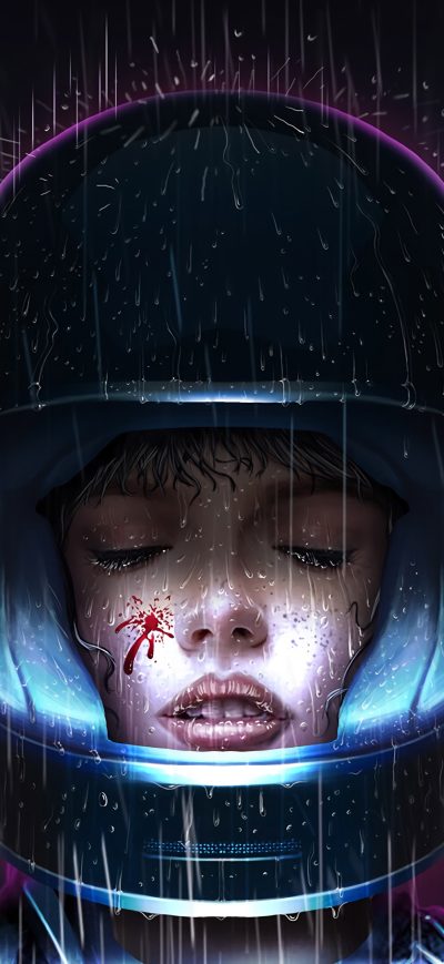Fond d'écran iPhone Cyberpunk Helmet Closed Eyes 4k