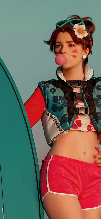Fond d'écran iPhone Dva Overwatch Beach Cosplay 4k