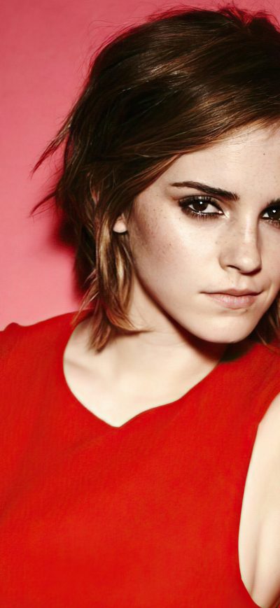 Fond d'écran iPhone Emma Watson Short Hair Red Dress 4k