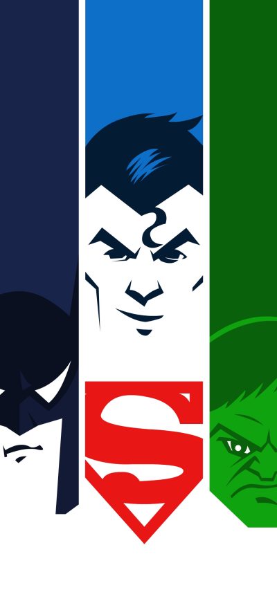 Fond d'écran iPhone Superman Batman Hulk Spiderman Wolverine 4k Minimalism