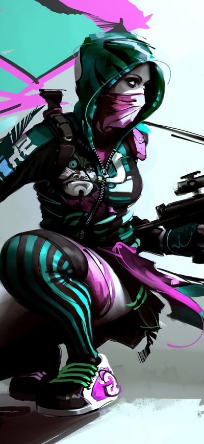 Fond d'écran Girl With Rifle 4k sur iPhone