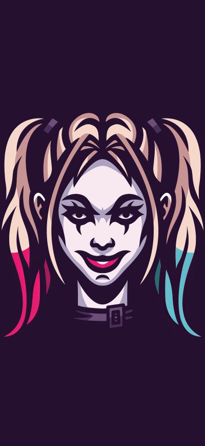 Fond d'écran Harley Quinn Minimal Art 4k sur iPhone