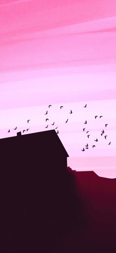 Fond d'écran iPhone Pink Pop Evening House Minimal 4k