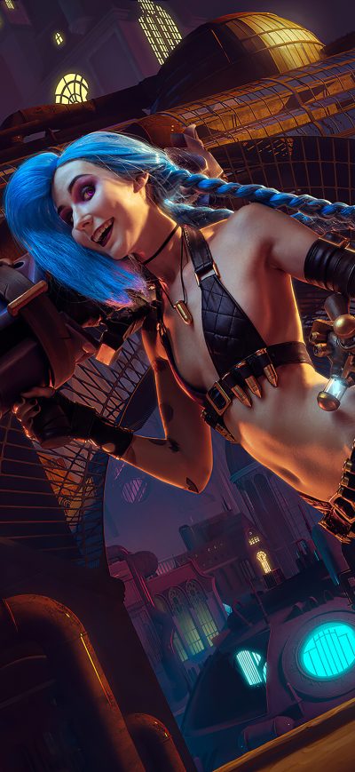 Fond d'écran iPhone Jinx Lol Cosplay 4k