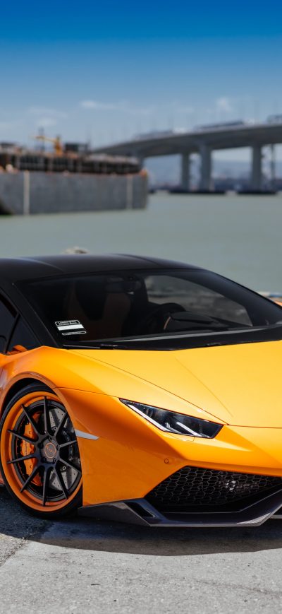 Fond d'écran Lamborghini VAG Performante Huracan Orange sur iPhone