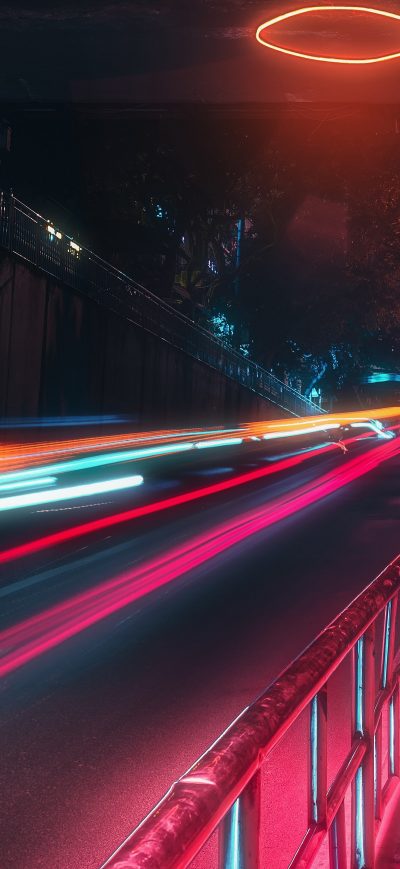 Fond d'écran iPhone Long Exposure Lights Road 5k