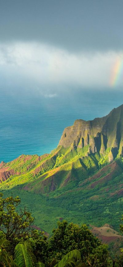 Fond d'écran iPhone Hawaii Kauai Pacific Ocean Clouds Mountains 4k