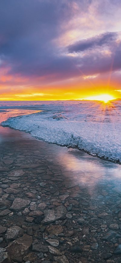 Fond d'écran iPhone Ice Rocks Cold Ocean 4k