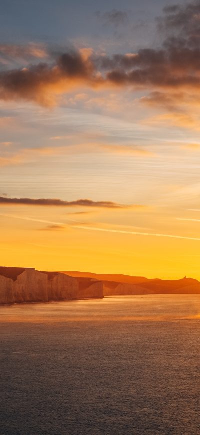 Fond d'écran iPhone Beautiful Ocean Sunset The Seven Sisters Cliffs 4k