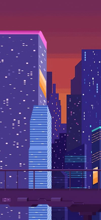 Fond d'écran iPhone Buildings Pixel Art Cityscape 4k