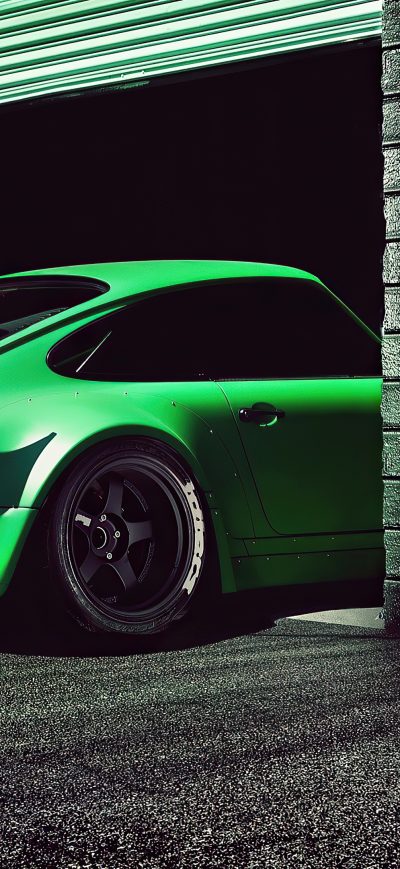 Fond d'écran Green Porsche Rwb 4k sur iPhone