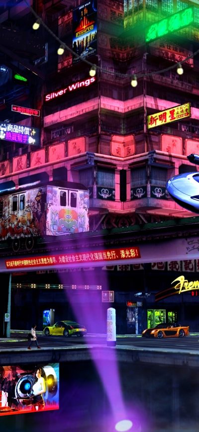 Fond d'écran iPhone Floating Cars Scifi 4k