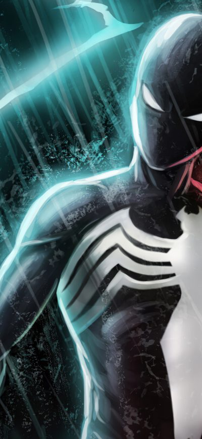 Fond d'écran iPhone Black Spiderman Lightning 4k