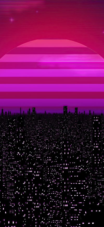 Fond d'écran iPhone City View Night Stars Illustration