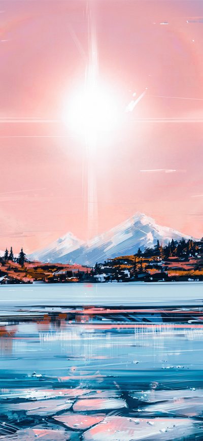 Fond d'écran iPhone Lake Landscape Sunshine Artwork