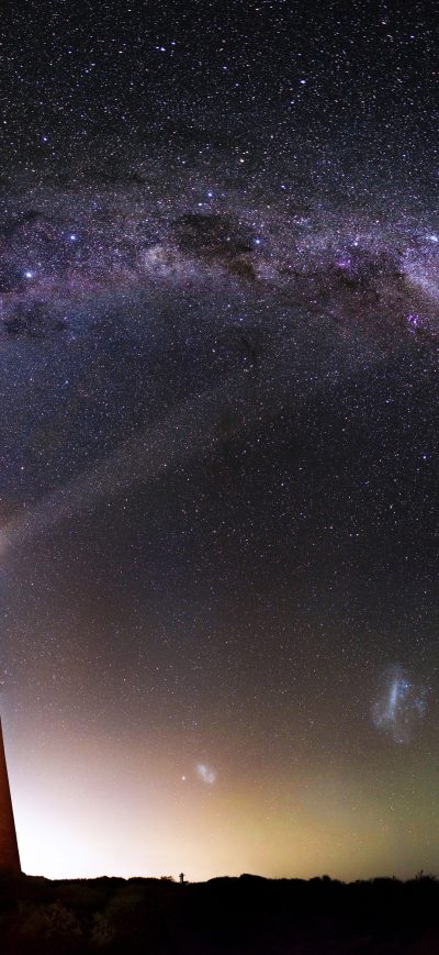 Fond d'écran iPhone Milky Way Over Lighthouse 5k