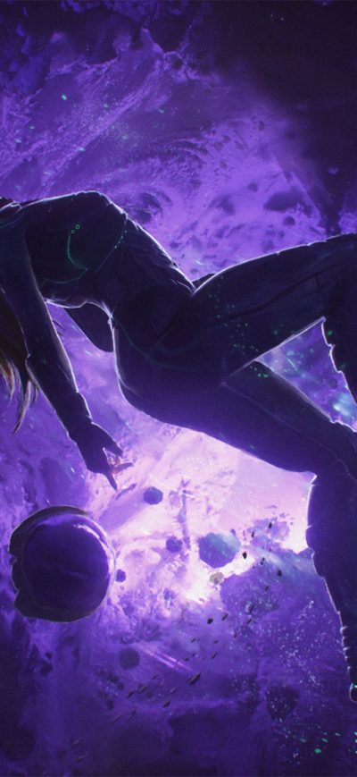 Fond d'écran iPhone Artistic Girl Purple Space Space Suit