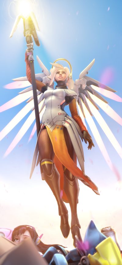 Fond d'écran iPhone Mercy Overwatch Artwork 4k