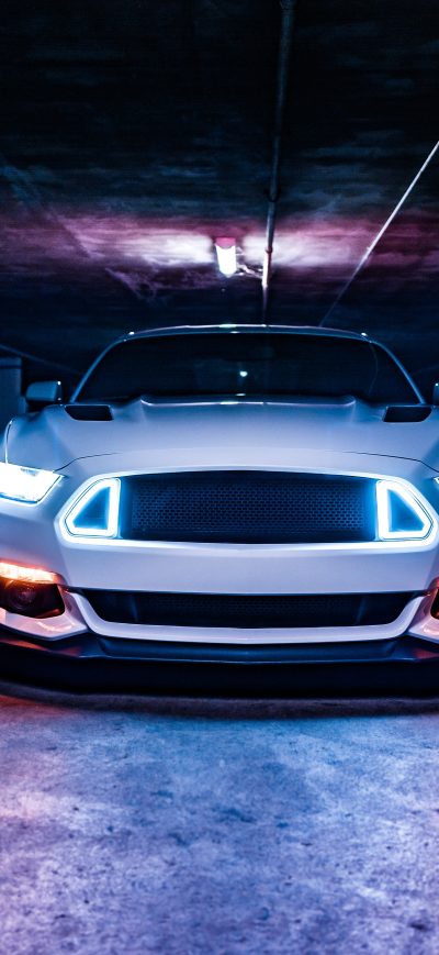 Fond d'écran iPhone Ford Mustang Neon Lights 5k