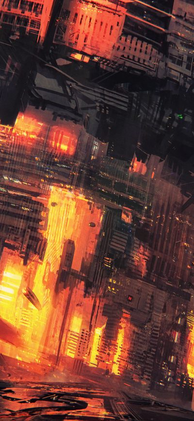 Fond d'écran iPhone Cyberpunk City Concept Art 4k