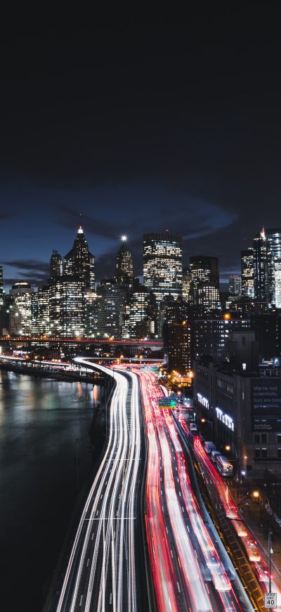 Fond d'écran iPhone Brooklyn Bridge Cityscape Long Exposure Road Manhattan 8k