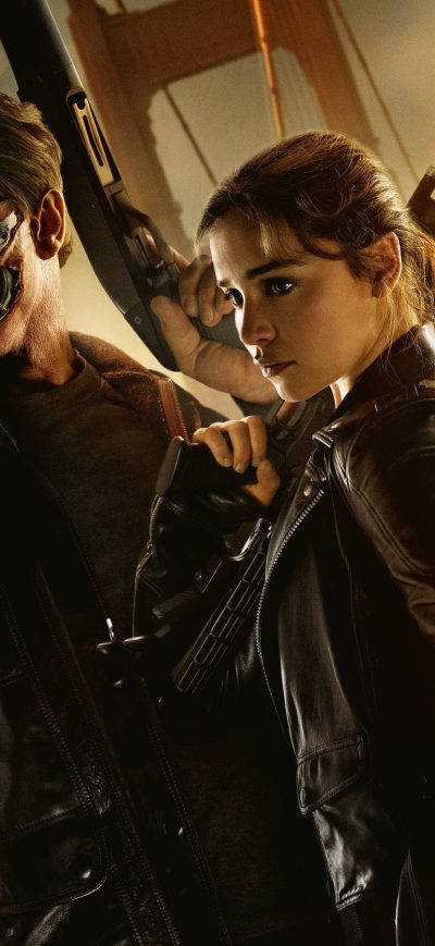 Fond d'écran Emilia Clarke Arnold Terminator sur iPhone
