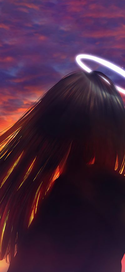 Fond d'écran iPhone Anime Girl Sunset Glow Loneliness