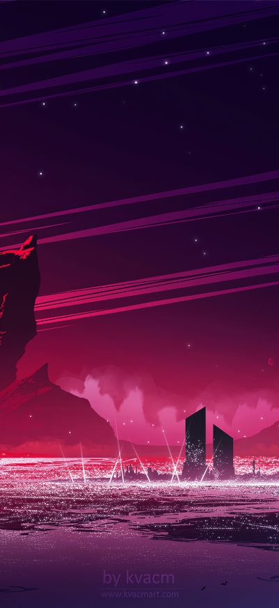 Fond d'écran Magenta Bay 4k sur iPhone