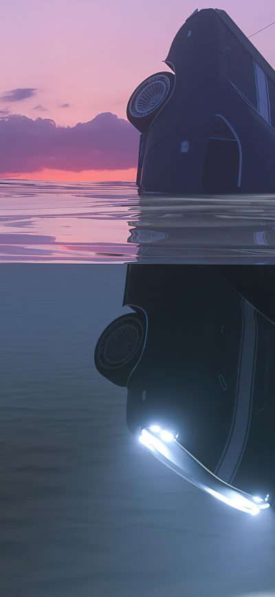Fond d'écran iPhone Car Drowning In Water 4k