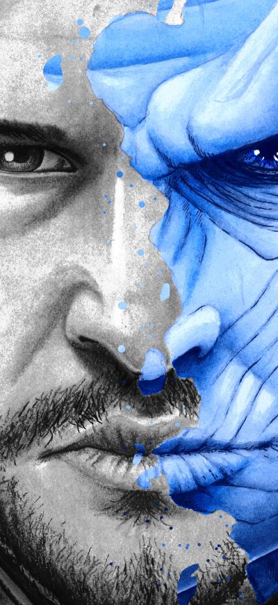 Fond d'écran iPhone Two Face Jon Snow White Walker Splatter Portrait 5k