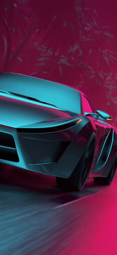 Fond d'écran iPhone Neon Synthwave Sport Car